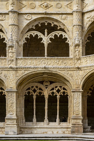 Portugal, Lisbon, Belem, Hieronymites Monastery (Mosteiro dos Jeronimos), listed as World Heritage by UNESCO, the cloister arcades