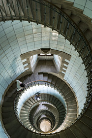 France, Finistère (29), Pays des Abers, Ile Vierge dans l'archipel de Lilia, le phare de l'Ile Vierge, escalier intérieur du plus haut phare d'Europe avec 82,5 mètres