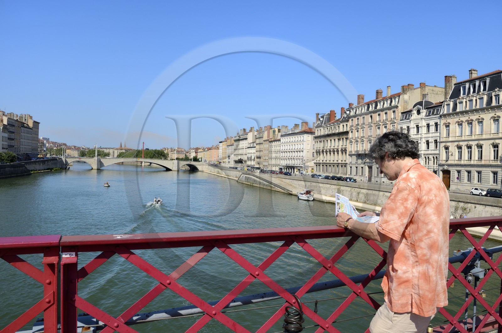 France, Rhône (69), Lyon, site historique classé Patrimoine Mondial de l'UNESCO, Vieux Lyon, quartier Saint-Georges, la passerelle Paul Couturier aussi appelé Saint Georges sur la Saône