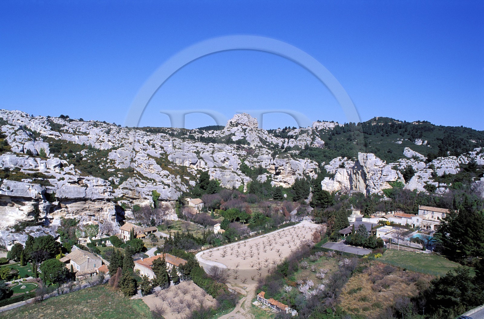 France, Bouches du Rhone, Les Baux de Provence village, labelled Les Plus Beaux Villages de France (The Most Beautiful Villages of France), small valley of the fountain