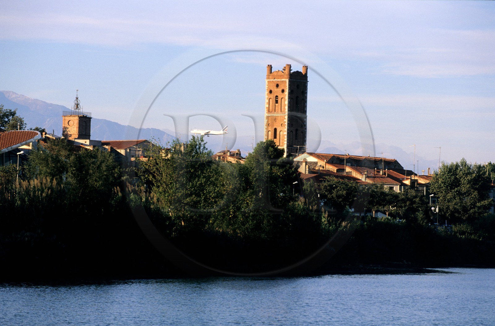 France, Pyrenees Orientales, city of Rivesaltes and the Agly river