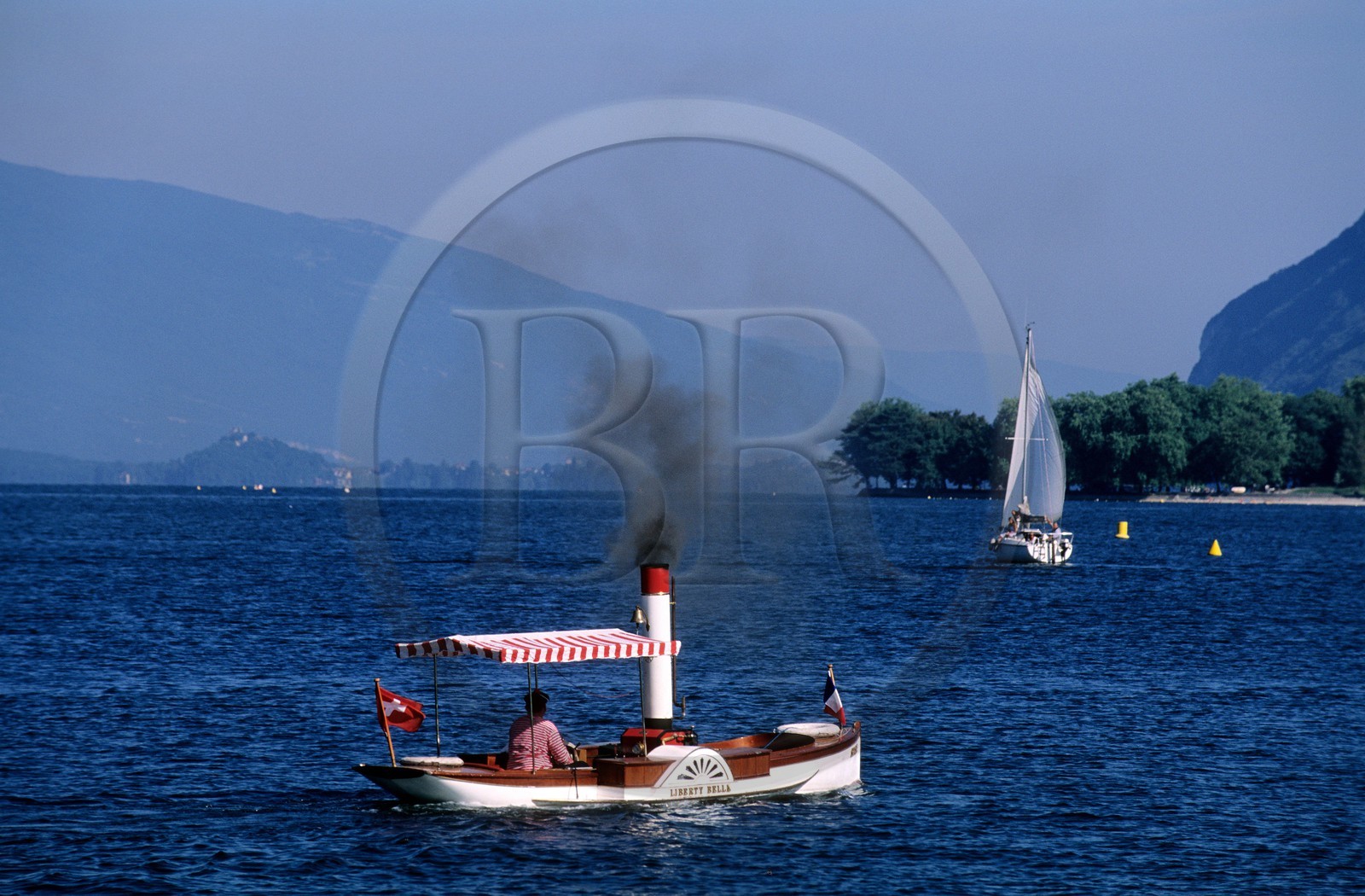 France, Savoie (73), le lac du Bourget, petit bateau à vapeur à roue le Liberty Belle