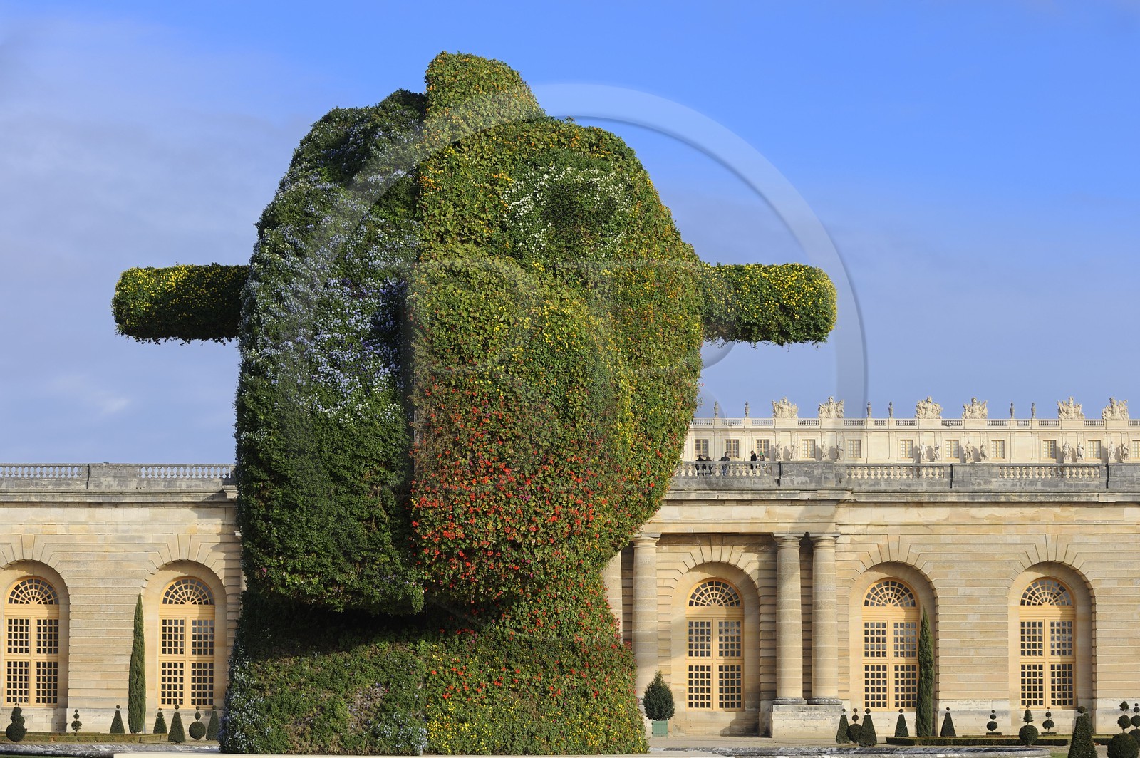 France, Yvelines (78), château de Versailles, classé Patrimoine Mondial de l'UNESCO, le parterre de l'Orangerie de Jules Hardouin-Mansart, le Split-Rocker de Jeff Koons