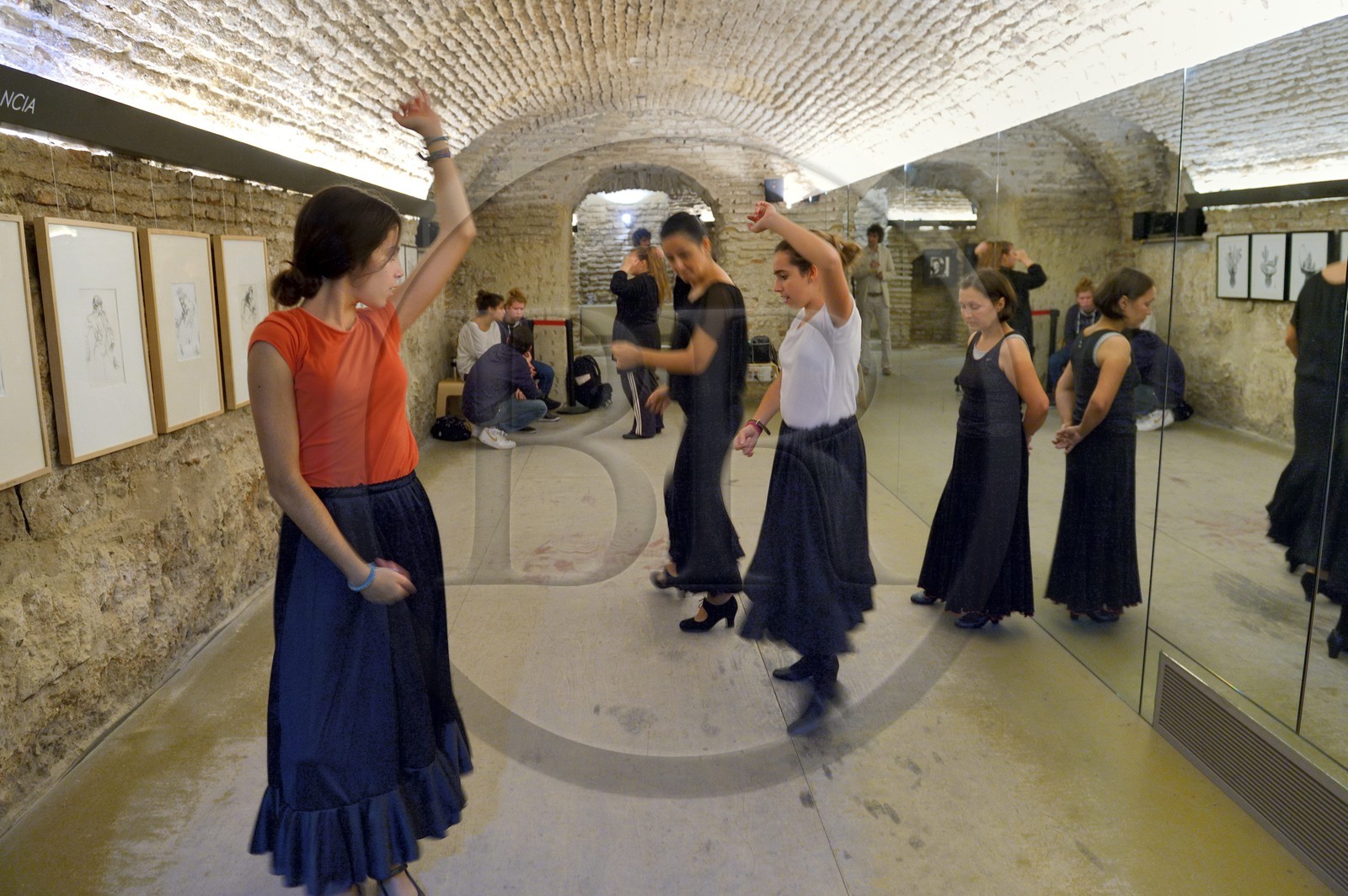 Espagne, Andalousie, Séville, quartier de Santa Cruz, cours de danse au musée de la dance flamenco