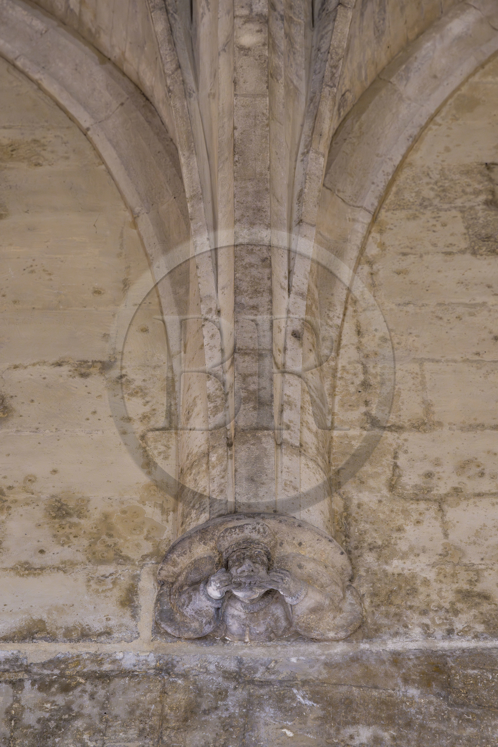 France, Bouches du Rhone, Tarascon, King René's castle dating from the 15th century, cul-de-lampe representing a grimacing character in the Large Chamber