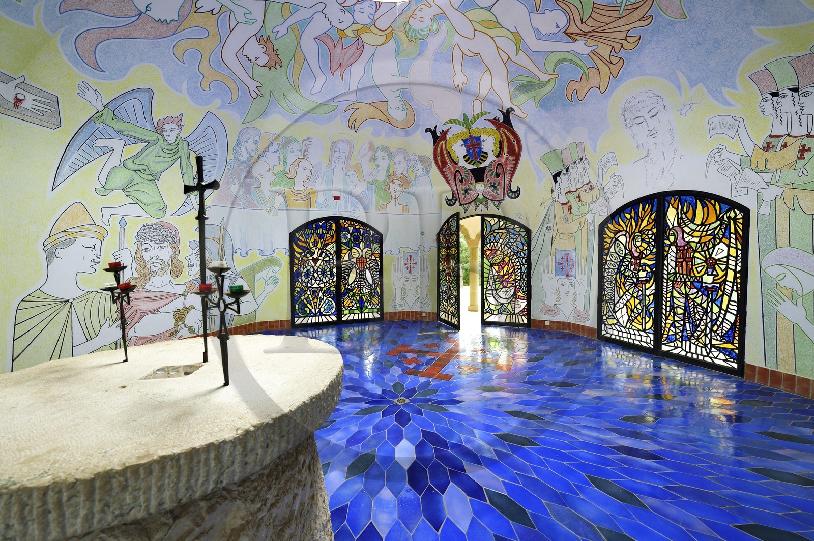 France, Var (83), Fréjus, chapelle Notre-Dame de Jérusalem conçue par Jean Cocteau et dédiée aux chevaliers du Saint-Sépulcre