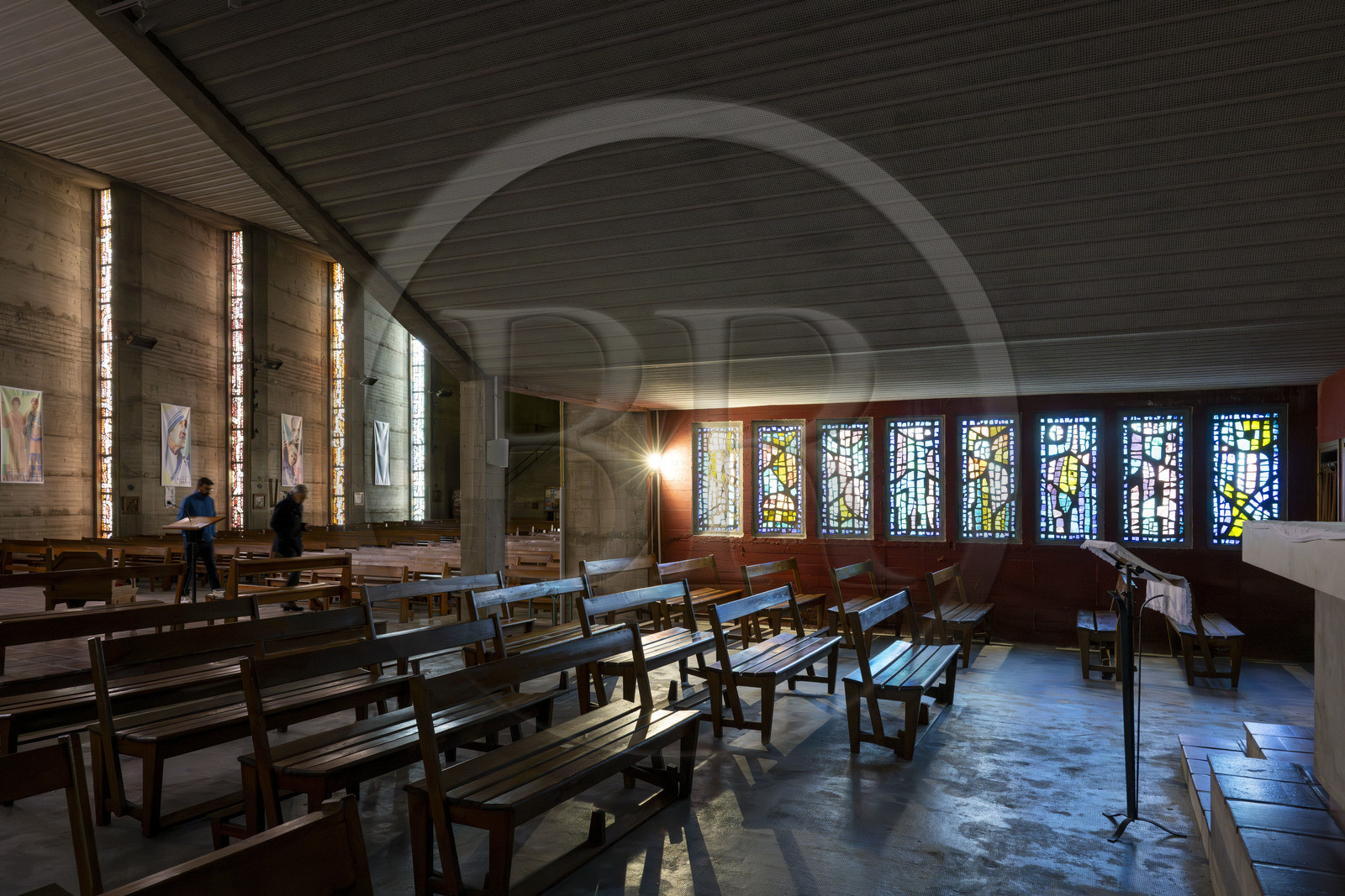 France, Loire-Atlantique, Saint-Nazaire, the church of Sainte-Anne dating from the reconstruction of the city, stained glass windows by the artist and lyricist Serge Rezvani