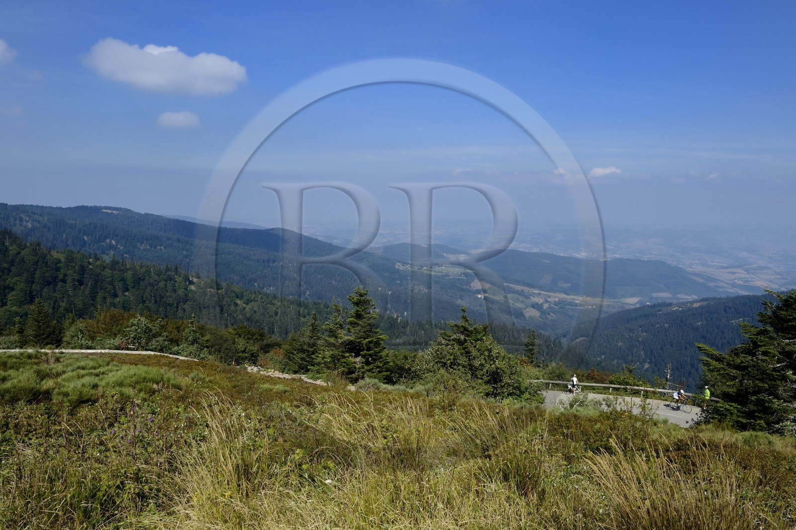 France, Loire, Parc Naturel Regional du Pilat (Natural Regional Park of Pilat), landscape north from the Cret de l'Oeillon (Oeillon crest) in the Pilat massif