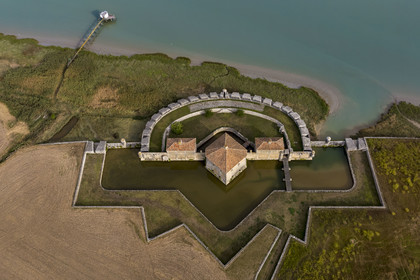 France, Charente Maritime, Saint Nazaire sur Charente, Fort Lupin on Charente River banks built by Vauban (aerial view)
