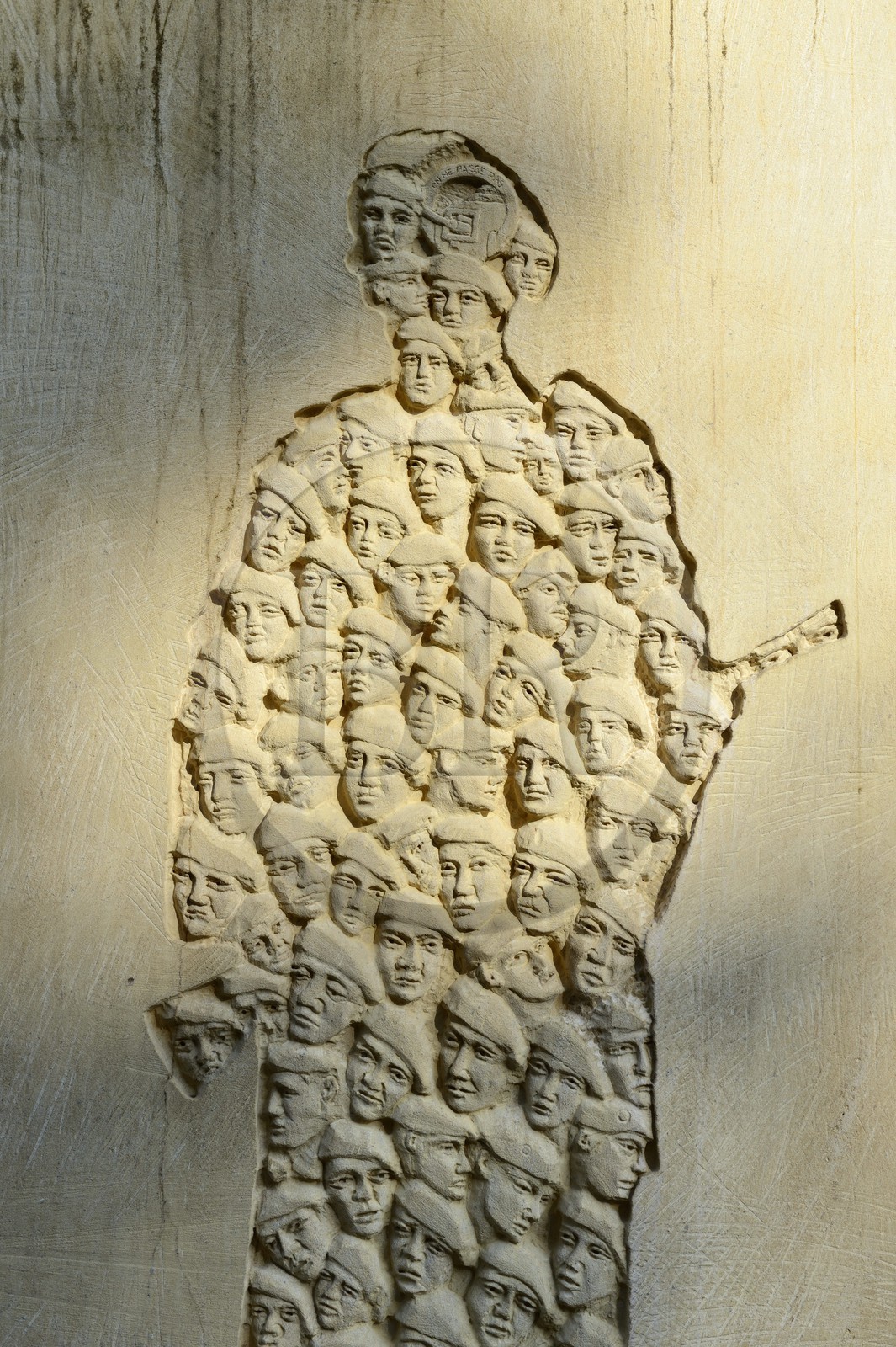 France, Moselle, Veckring, Maginot Line, Hackenberg Fortress, stele in memory of the 1940 fighters by sculptor Sylvain Divo