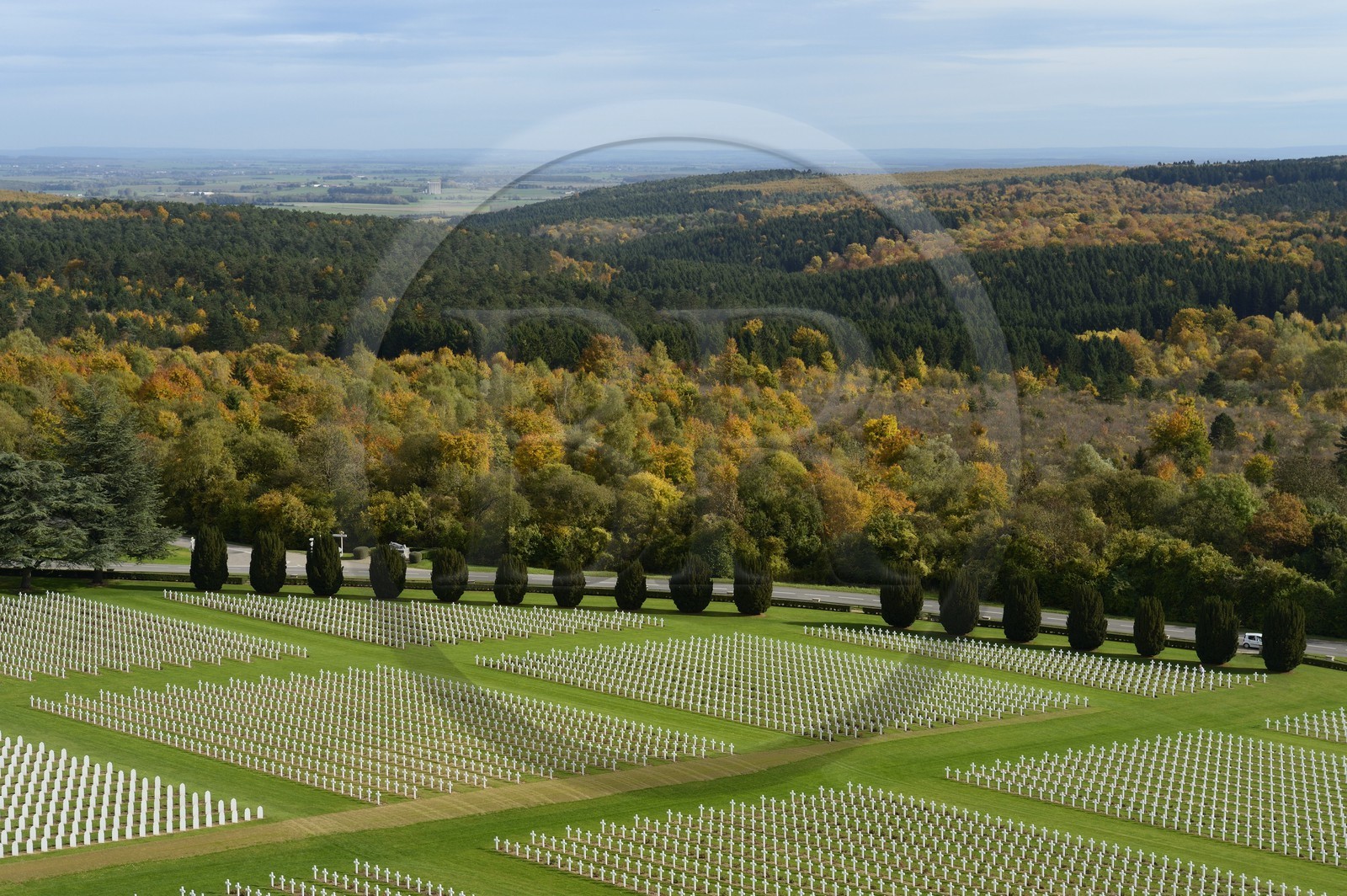 France, Meuse, Douaumont, battle of Verdun, ossuary of Douaumont, national necropolis, graves of soldiers alignment